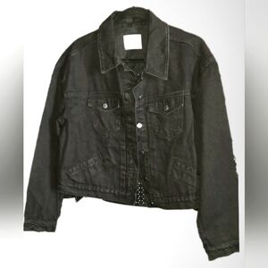 Old Navy Black Cropped Denim Jacket size L